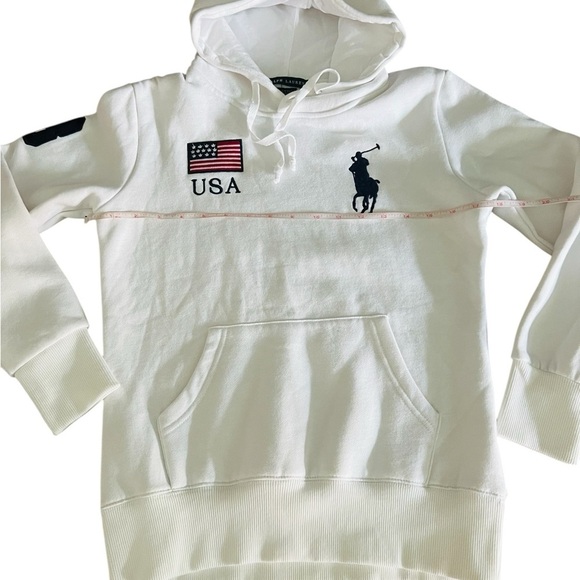 POLO RALPH LAUREN White Hoodie with USA and Polo Logo Boys Size Medium NWT - Picture 7 of 11